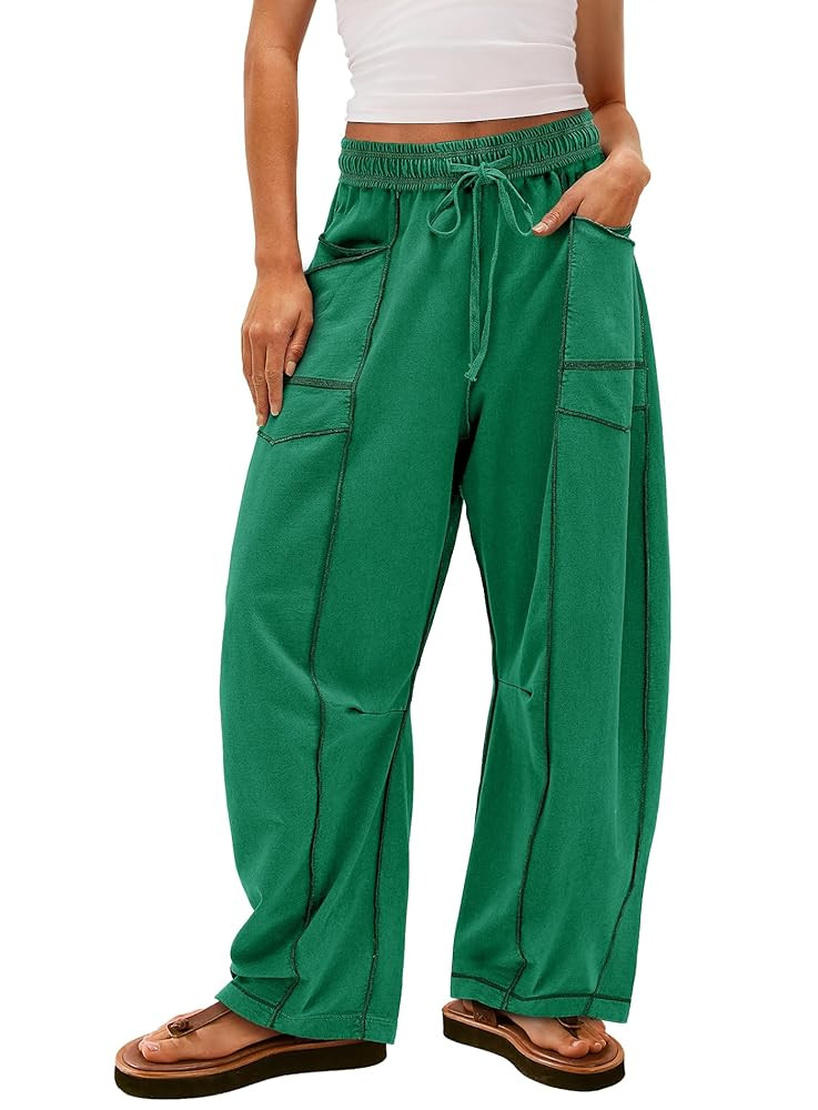 Yanekop Womens Baggy Wide Leg Pants Casual Fall Trousers Palazzo Pants Drawstring Waist Barrel Sw... | Amazon (US)