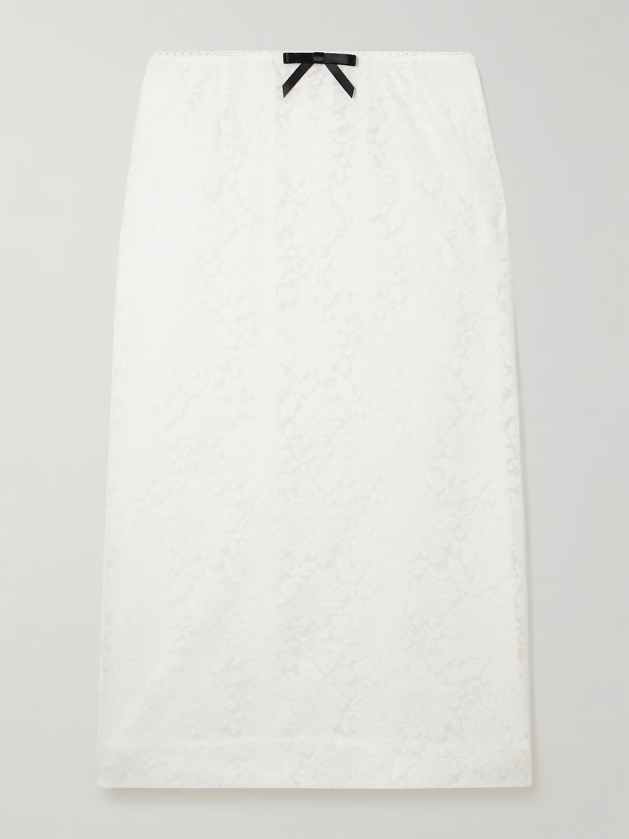 SHUSHU/TONG - Bow-embellished Satin-trimmed Lace Midi Skirt - White | NET-A-PORTER (US)