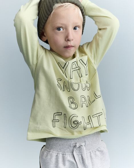 Toddler Snow Ball Fight!' Long-Sleeve Pocket Graphic Tee - Lime | Carter's Inc