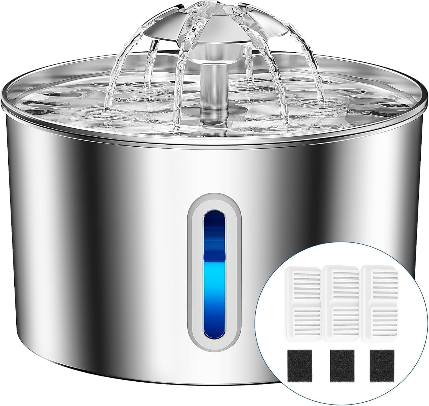 Cat Water Fountain Stainless Steel - 74oz/2.2L Automatic Large Pet Watering Bowl Dispenser for In... | Amazon (US)
