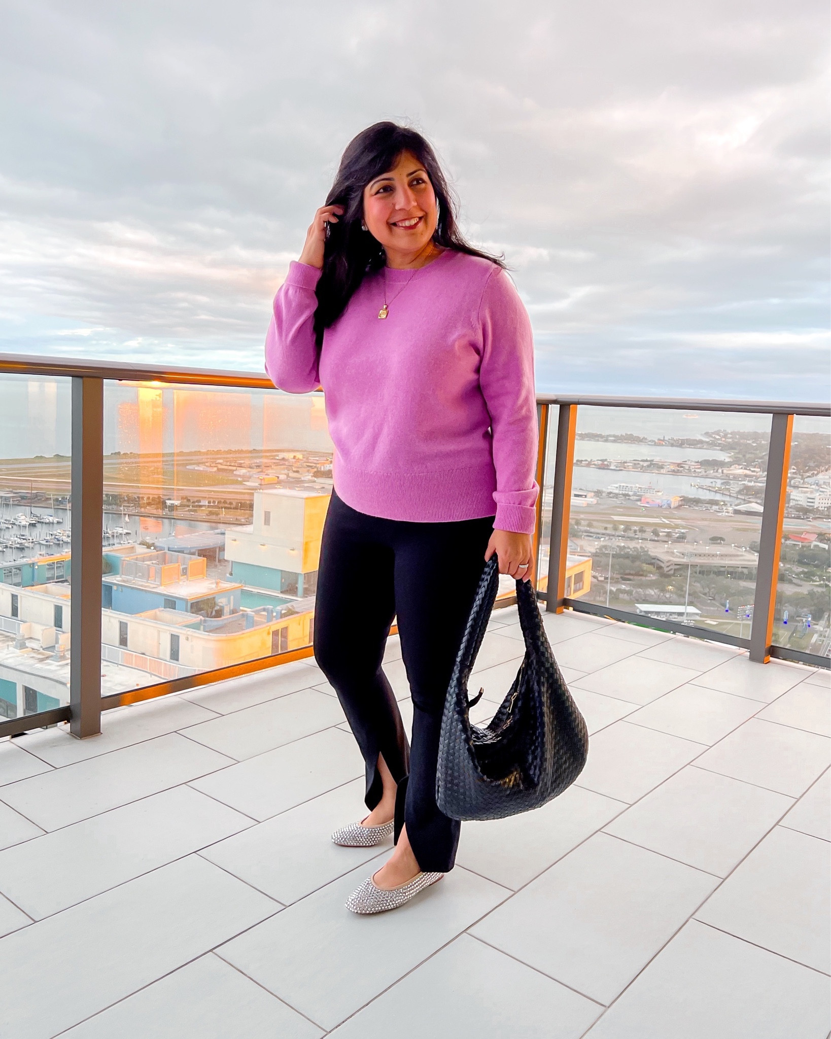 J. Crew cashmere crew neck sweater size large. Spanx Perfect Front Slit Pants size XL petite. Available in regular and tall sizes too. Mango rhinestone ballet flats. Anthropologie woven satchel bag.

#liketkit @shop.ltk https://liketk.it/4vvOc

Winter outfits, winter outfit idea, winter outfit inspiration, winter outfit, cashmere sweater, Spanx pants, black pants, ballet flat shoes, Valentine’s Day outfits 

#LTKover40 #LTKmidsize #LTKstyletip