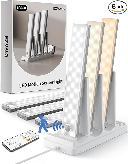 EZVALO 6-Pack Under Cabinet Lighting with Charging Station, 2000mAh Rechargeable Wireless Motion ... | Amazon (US)