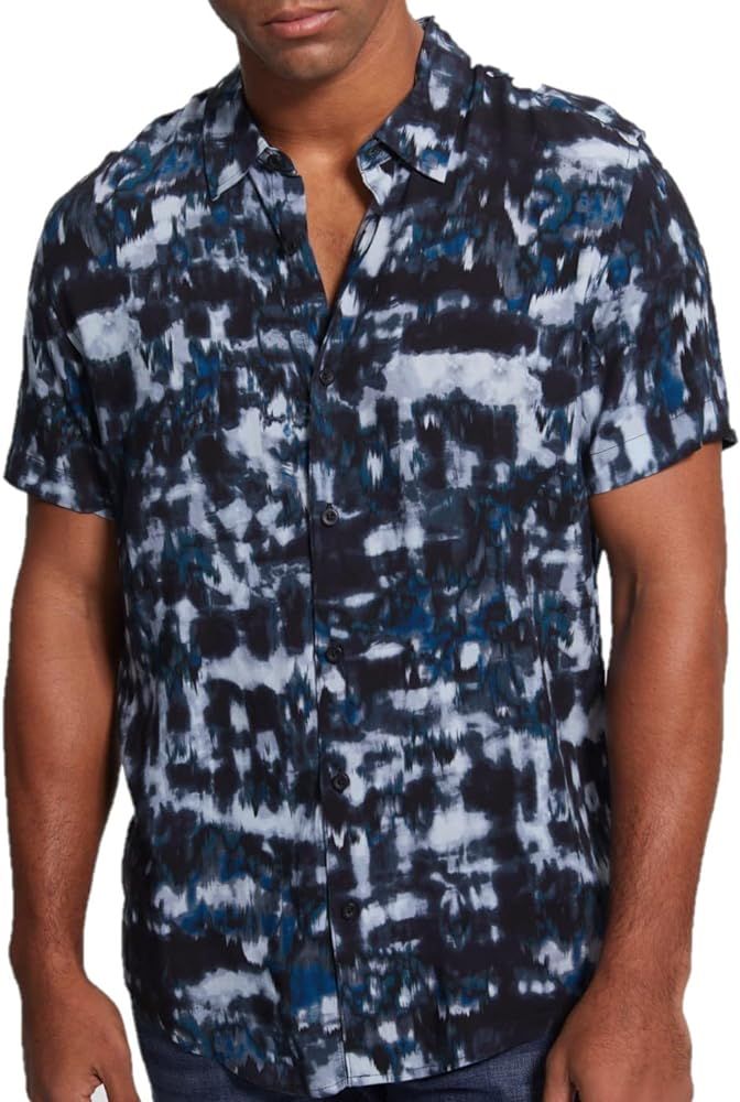 GUESS Men's Short Sleeve Eco Rayon Ikat Tie Dye Shirt | Amazon (US)