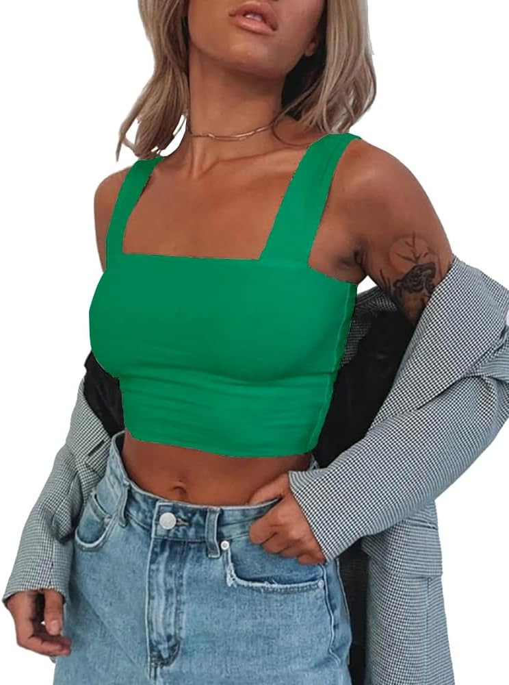 Abardsion Women's Sexy Sleeveless Skinny Basic Strappy Crop Tank Tops 2024 | Amazon (US)