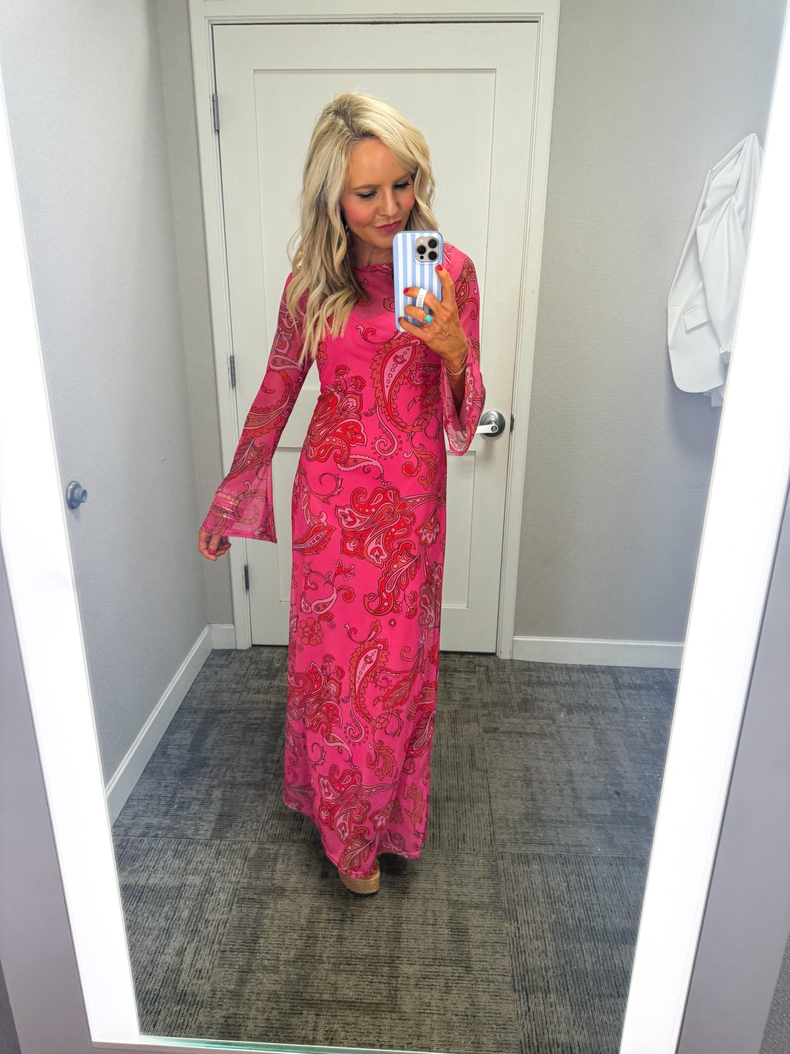 the most gorgeous mesh maxi! perfect vacation or spring wedding dress • wearing size 4/euns TTS • 

#LTKSeasonal #LTKOver40 #LTKWedding