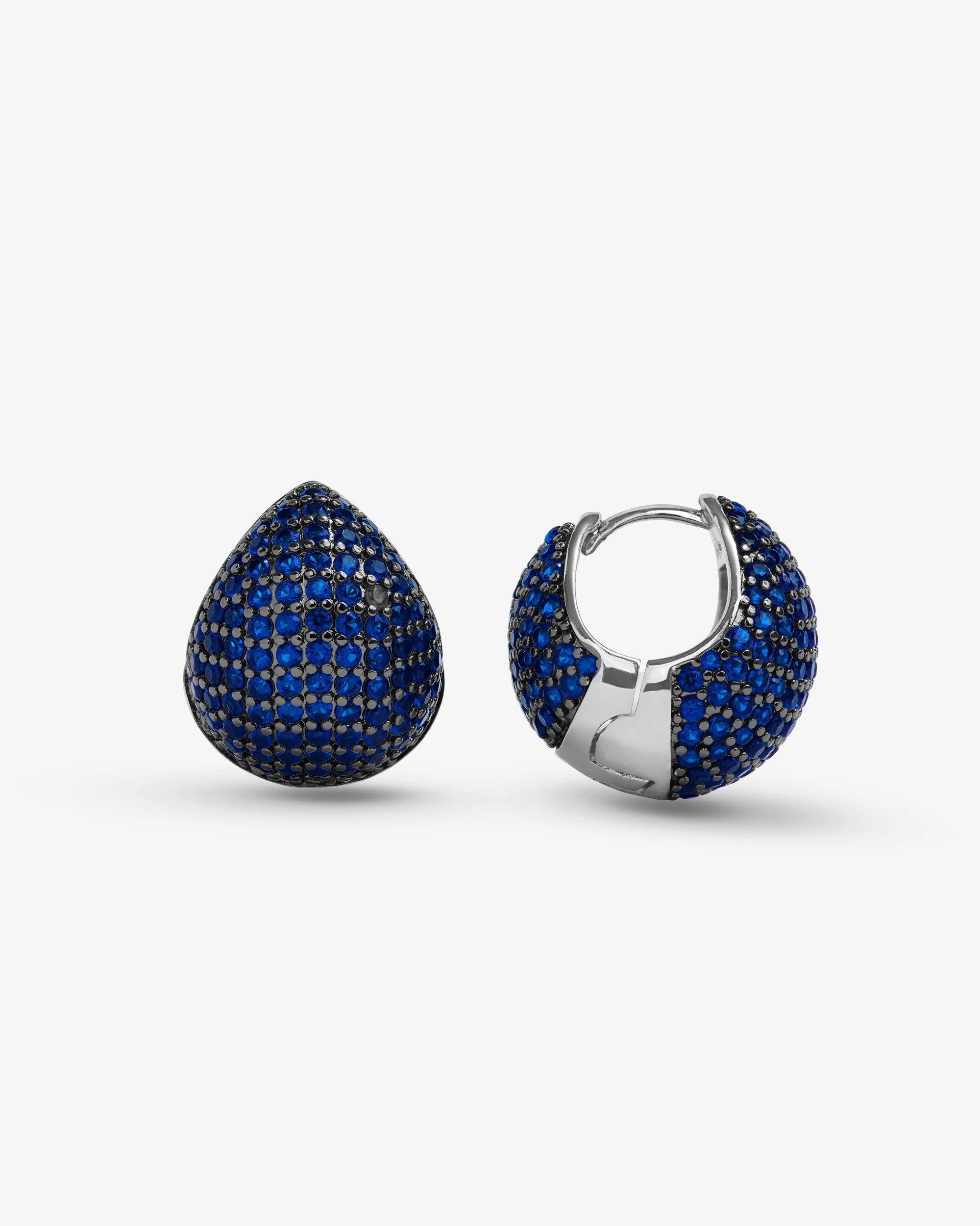 Norah Pavé Earrings - Silver|Blue Sapphire | Melinda Maria Jewelry