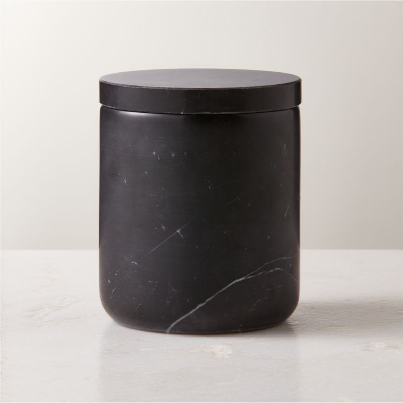 Nexus Large Black Marble Canister + Reviews | CB2 | CB2