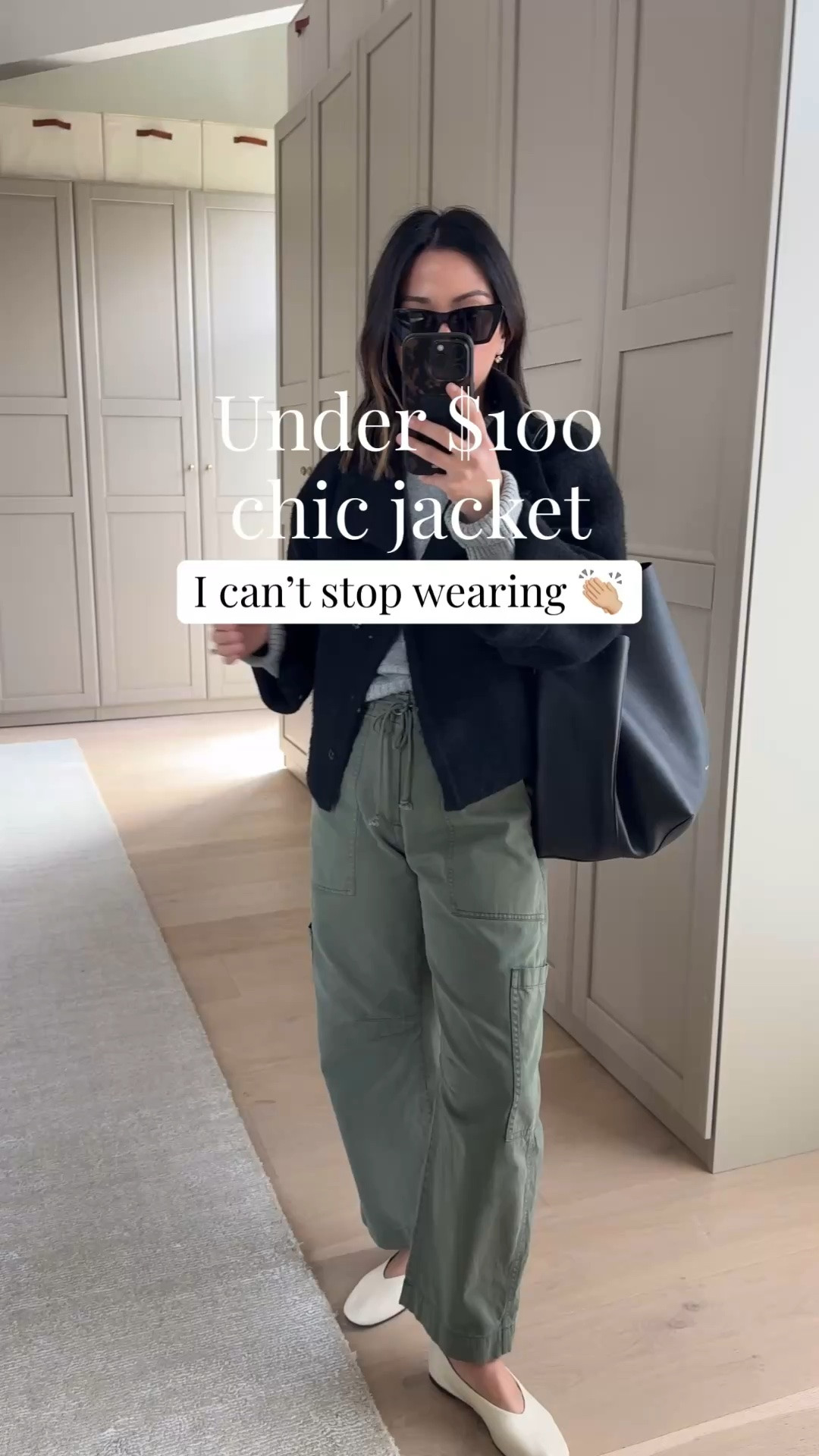 One of my favorite recent looks. This jacket is just so chic. Love the cut! Also, these flats are incredible!

New petite cargo pants too, so so good ! I took my larger size but could have gone with my smaller. 

J.crew tee medium
Everlane cashmere sweater xs
Zara jacket small
Pistola cargo pants petite 25
Reformation flats  5
Mansur Gavriel tote
Dorsey earrings
Dorsey James necklace 15"

Petite style, spring outfits 2026, mom outfits

#LTKmomlife #LTKootd #LTKPetite
