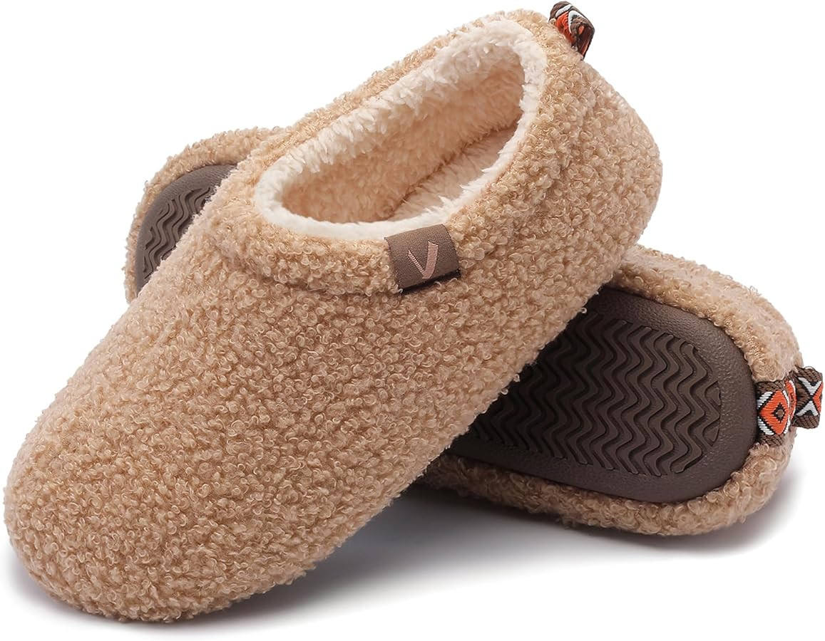 Women’s Fuzzy Memory Foam Slippers with Cozy Curly Fur and Warm Fleece Lining Closed Back Non-S... | Amazon (US)