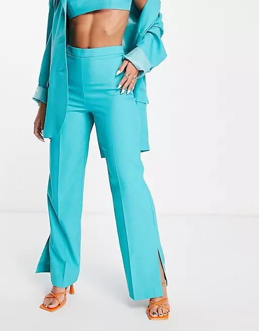 Topshop clean tailored pants in turquoise | ASOS (Global)