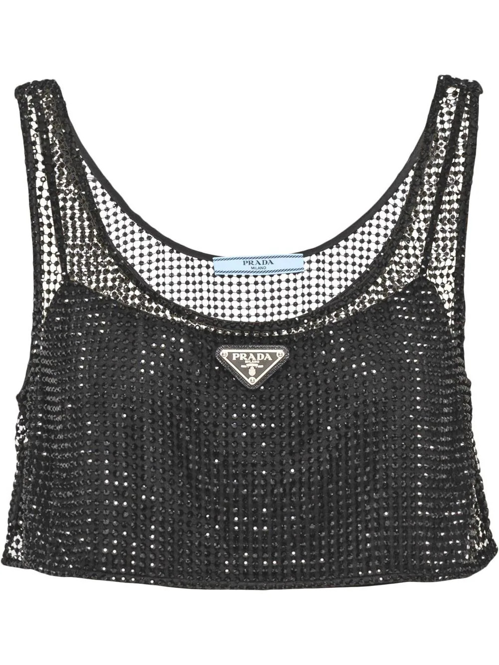 Prada Rhinestone Mesh Cropped Top - Farfetch | Farfetch Global