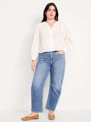 Wow High-Waisted Barrel Ankle Jeans | Old Navy (US)