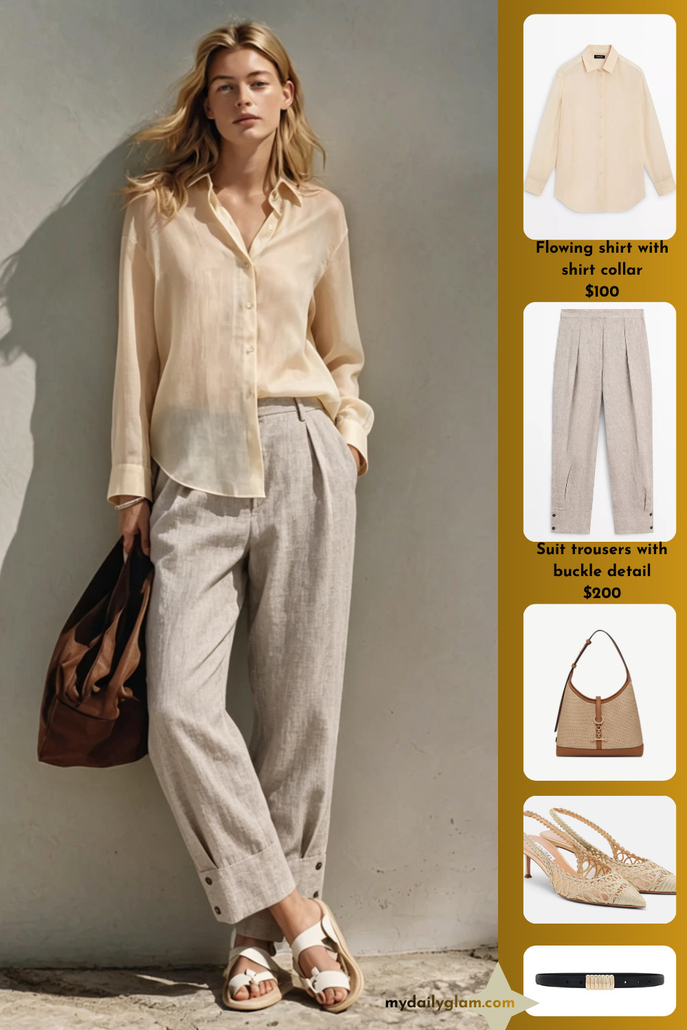 Minimal Summer Two Piece Neutral Outfit Sheer Pale Cream Oversized Linen Blouse & High Waist Melange Linen Cuff Detail Ankle Pants

#SummerLinenOutfit #MinimalFashion #CapsuleWardrobe 

 #LTKootd #LTKOver40 #LTKWorkwear