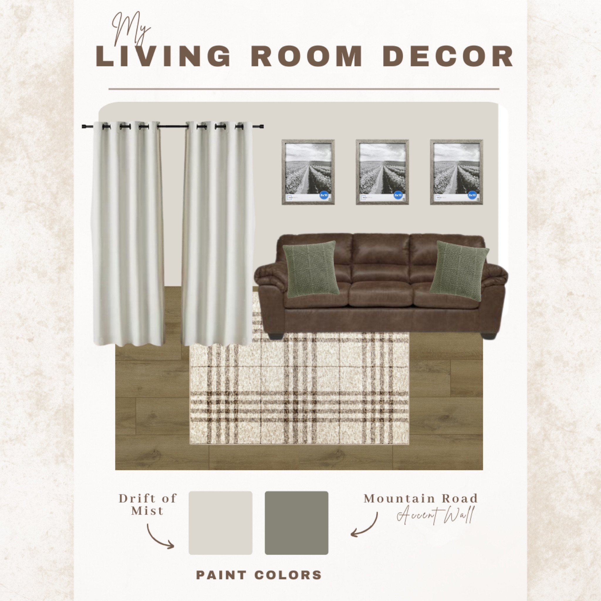 Cozy farmhouse living room decor. These are all the items I currently have in my living along with Sherwin William paint colors. 

#LTKHome
