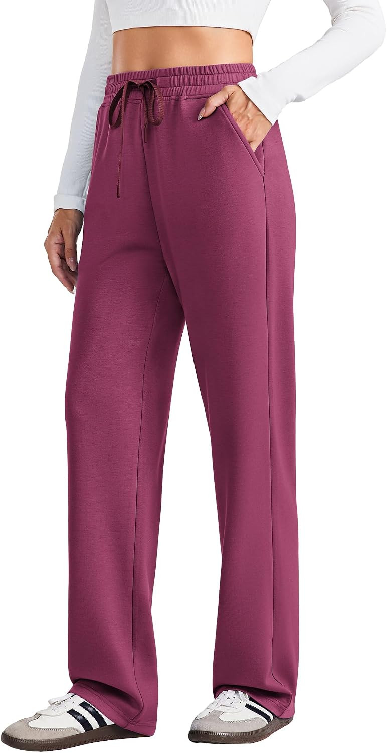 PINSPARK Women's Straight Leg Sweatpants High Waisted Lounge Travel Pants | Amazon (US)