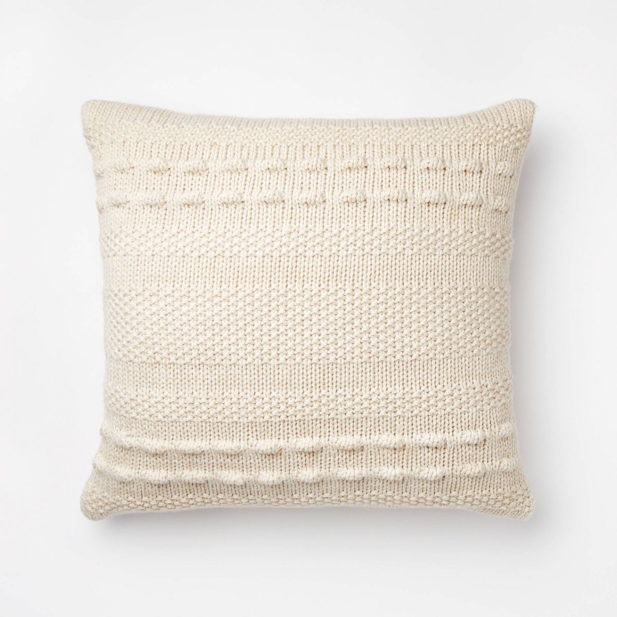 Oversized Bobble Knit Striped Square Throw Pillow Cream - Threshold™ designed with Studio McGee | Target