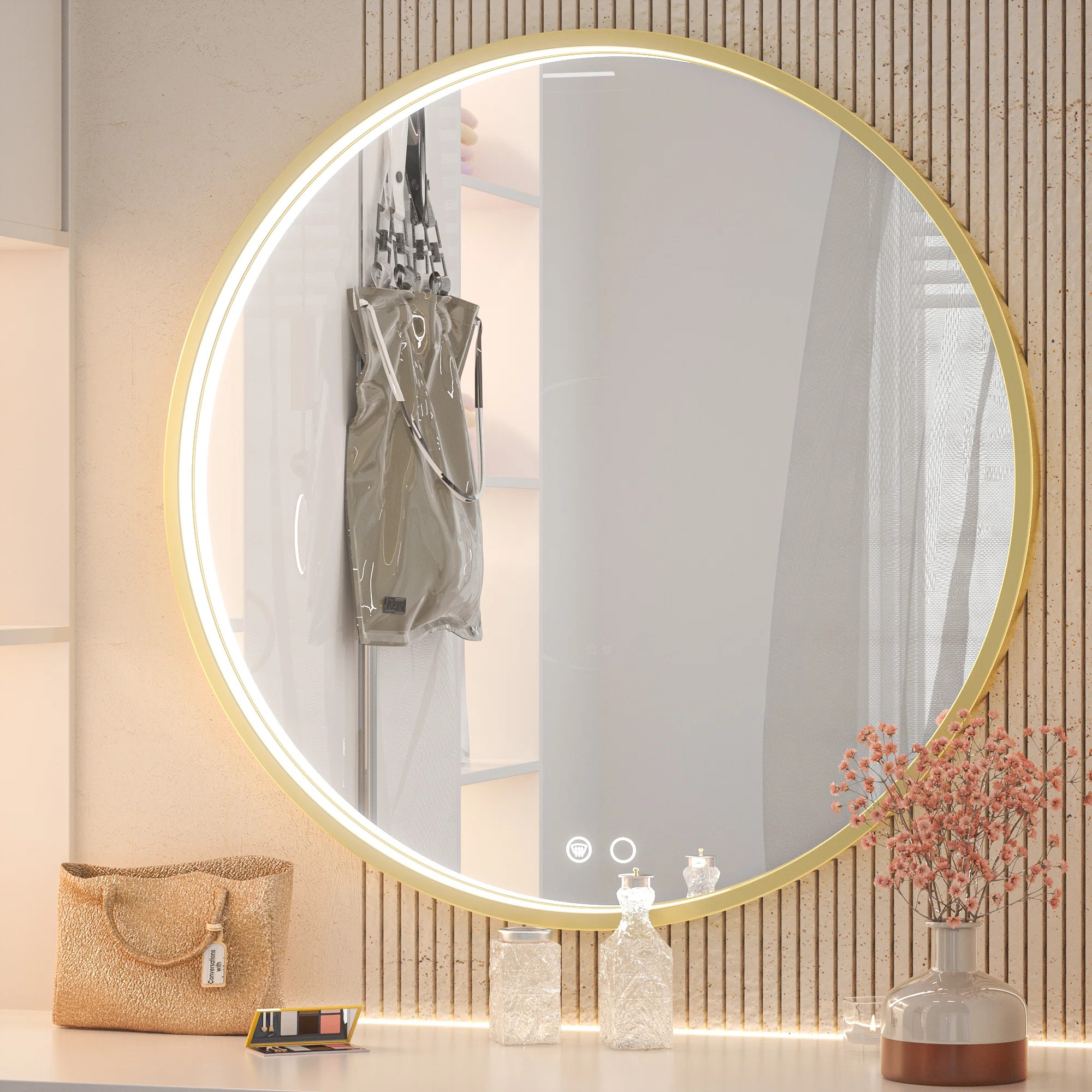 Fantina Round 3 Color Adjustable LED Metal Framed Wall Mirror with Anti-fog | Wayfair North America