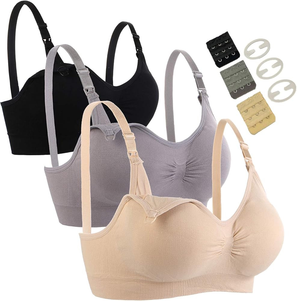 3 Pack Nursing Bra for Woman, Seamless Breastfeeding Bras | Amazon (US)