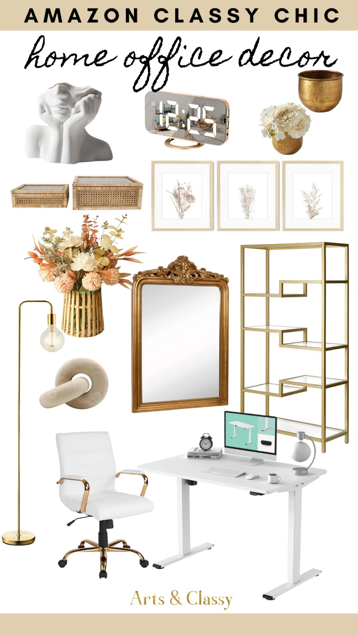 Classy Chic Home Office Decor from Amazon. Get budget-friendly classy chic home office decor from Amazon. Our selection of home office decor includes everything you need to create a stylish and functional space. Shop now! Amazon home office | Office decor | home office | feminine home office | amazon finds | amazing home decor | desk | office chair | bookshelf | art | vases | flower arrangements | standing desk | floor lamp | gold accents 

#LTKSeasonal #LTKhome #LTKSale