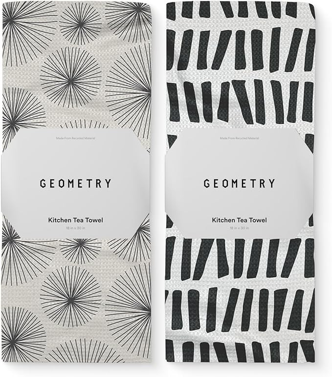 GEOMETRY Kitchen Tea Towels - Quick Dry Microfiber Dish Towels for Kitchen Linework, 18" x 30" 2 ... | Amazon (US)