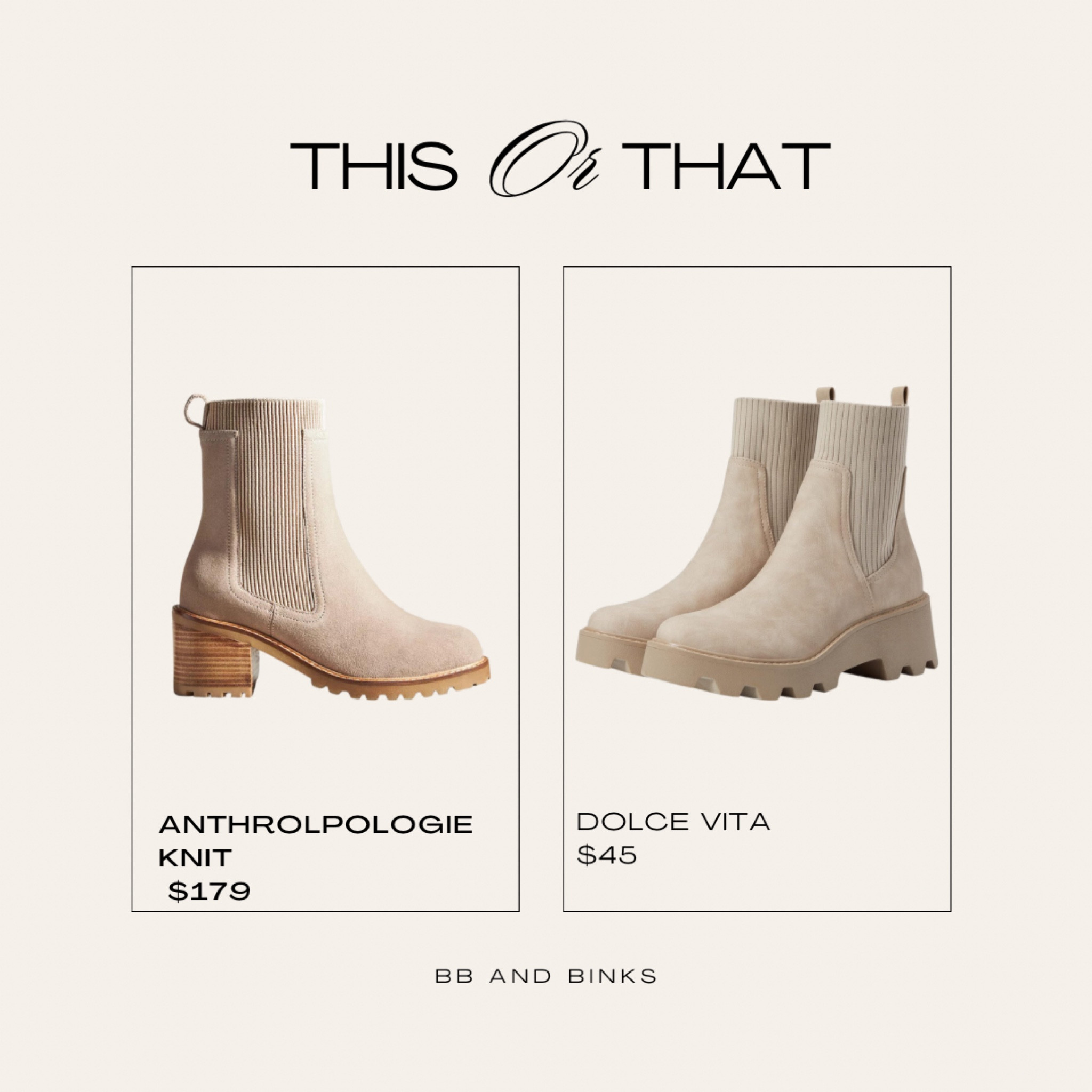 Chelsea Dupe!
Anthropologie vs Dolce Vita
$179 vs $45

#LTKsalealert #LTKshoecrush #LTKstyletip