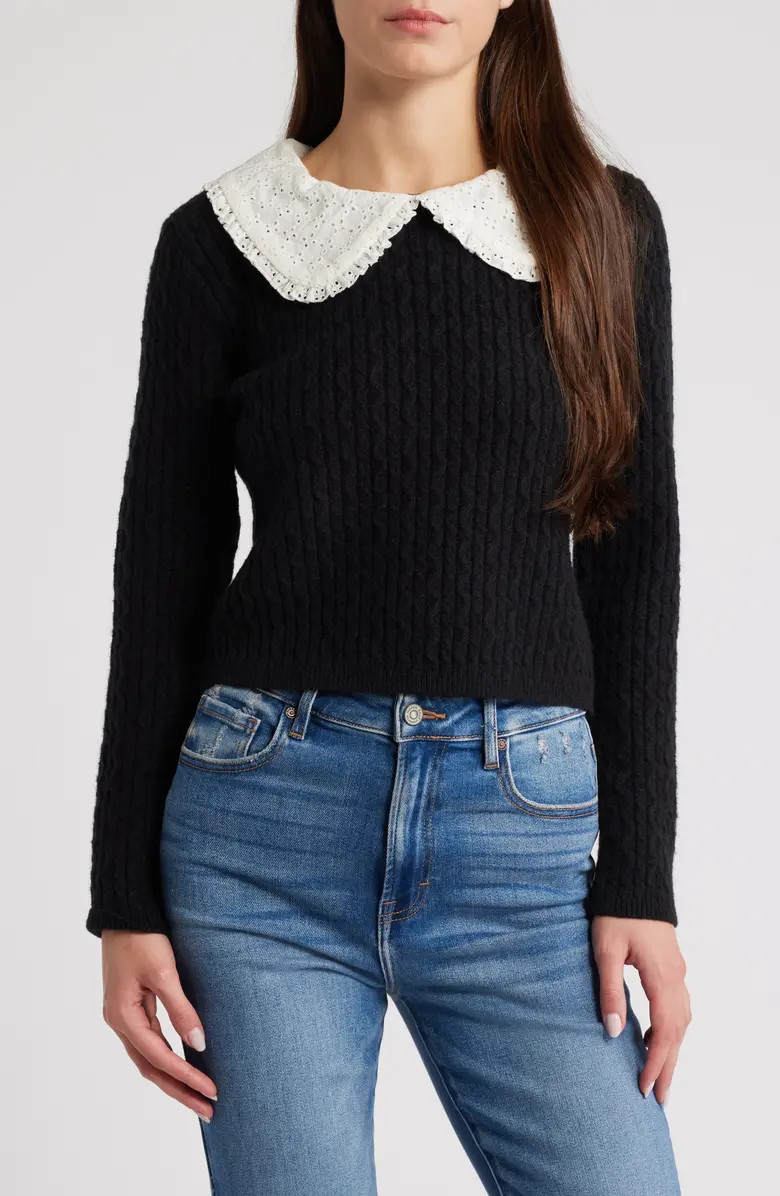 Eyelet Peter Pan Collar Sweater | Nordstrom