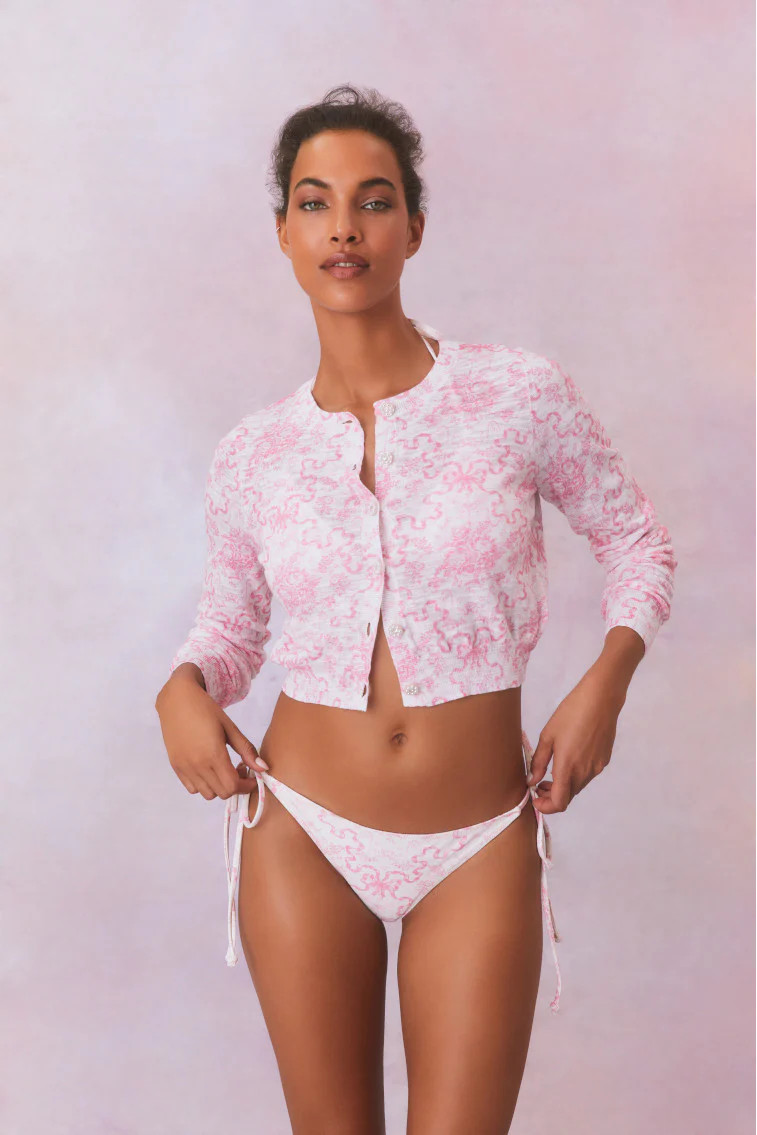 Pinky Bow Print Cardigan | LoveShackFancy