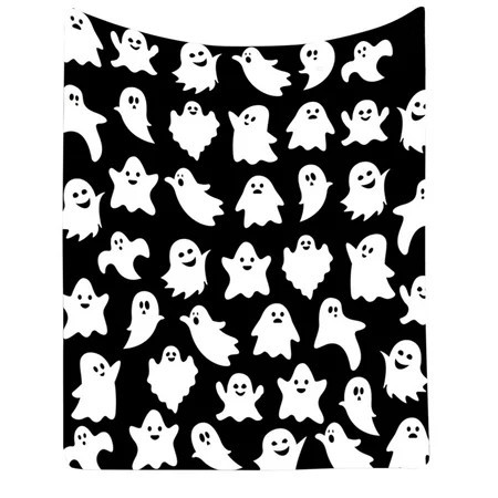 Muecwrye Halloween Blanket, Cute Halloween Spooky Black and White Throw Blanket, Lightweight Cozy Flannel Blanket, Fall Throw Blankets for Couch Sofa Bed Home Decorations, 50 X 60 Inch | Walmart (US)