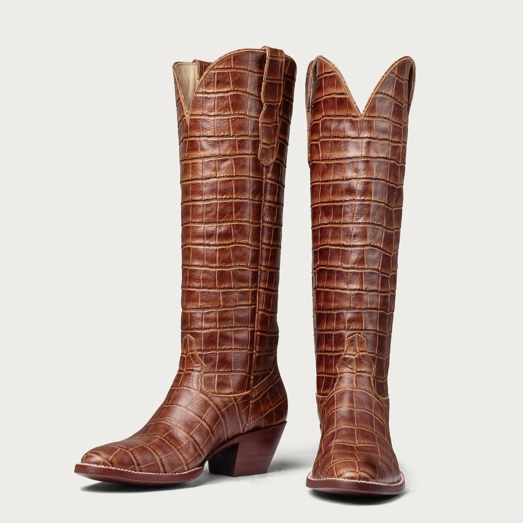 The Soho Boot Chestnut Croc | CITY Boots
