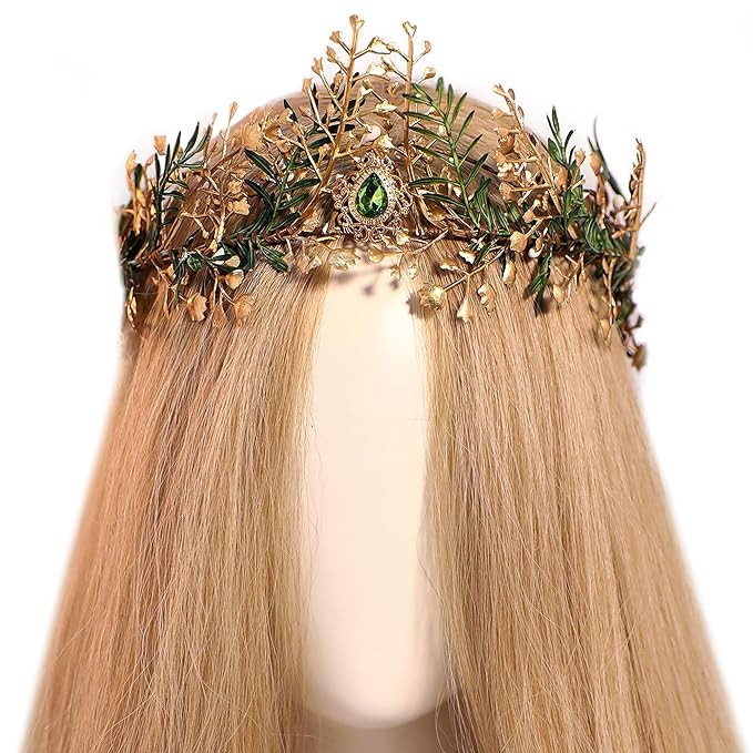 MOSTORY Woodland Fairy Flower Crown - Handmade Leaf Elf Crown Fairy Forest Headband with Rhinesto... | Amazon (US)