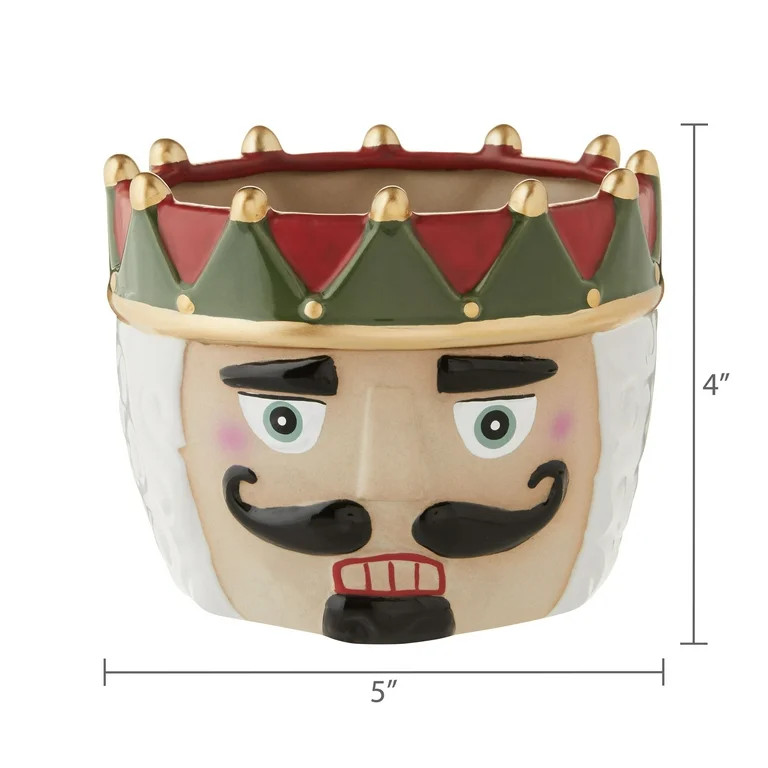Ceramic Nutcracker Decorative Pot Christmas Decoration, Multicolor, 3.75", by Holiday Time | Walmart (US)