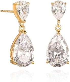 Diamond Treats 925 Sterling Silver Teardrop Earrings for Women with Colored and White Cubic Zirco... | Amazon (US)