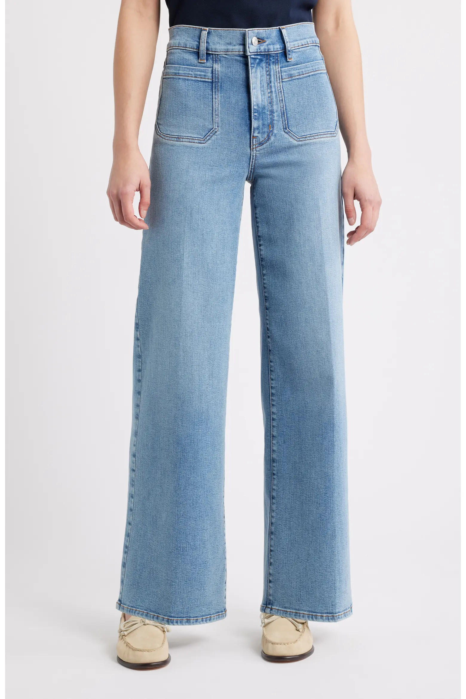 Le Slim Palazzo Patch Pocket High Waist Wide Leg Jeans (Women) | Nordstrom | Nordstrom