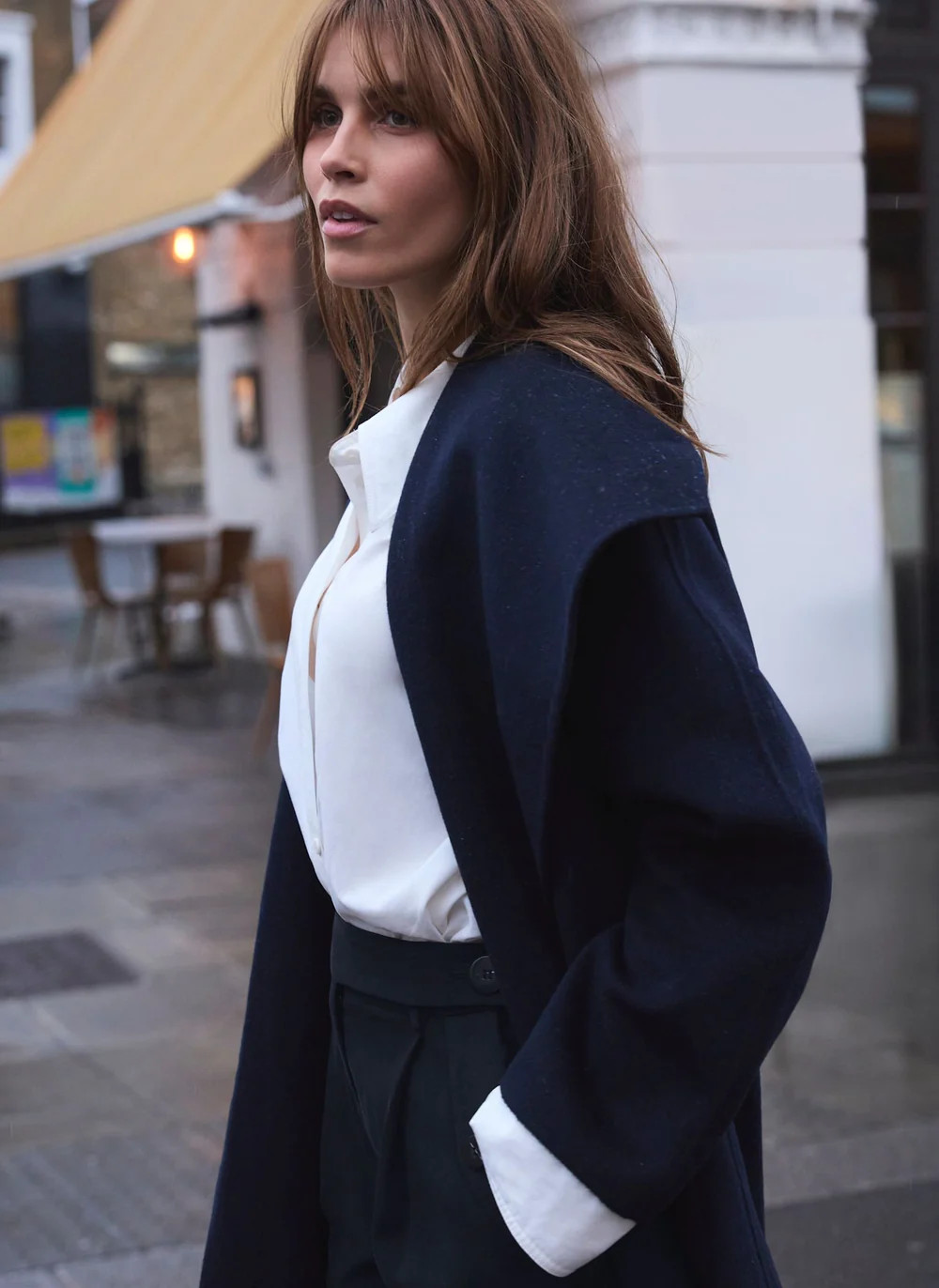 Navy Hand Finished Double Breasted Coat | Mint Velvet
