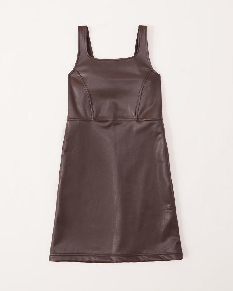 faux leather layerable dress | Abercrombie & Fitch (US)