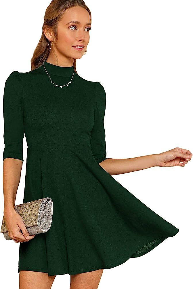 Floerns Women's Mock Neck Fit and Flare Work Cocktail Dress | Amazon (US)