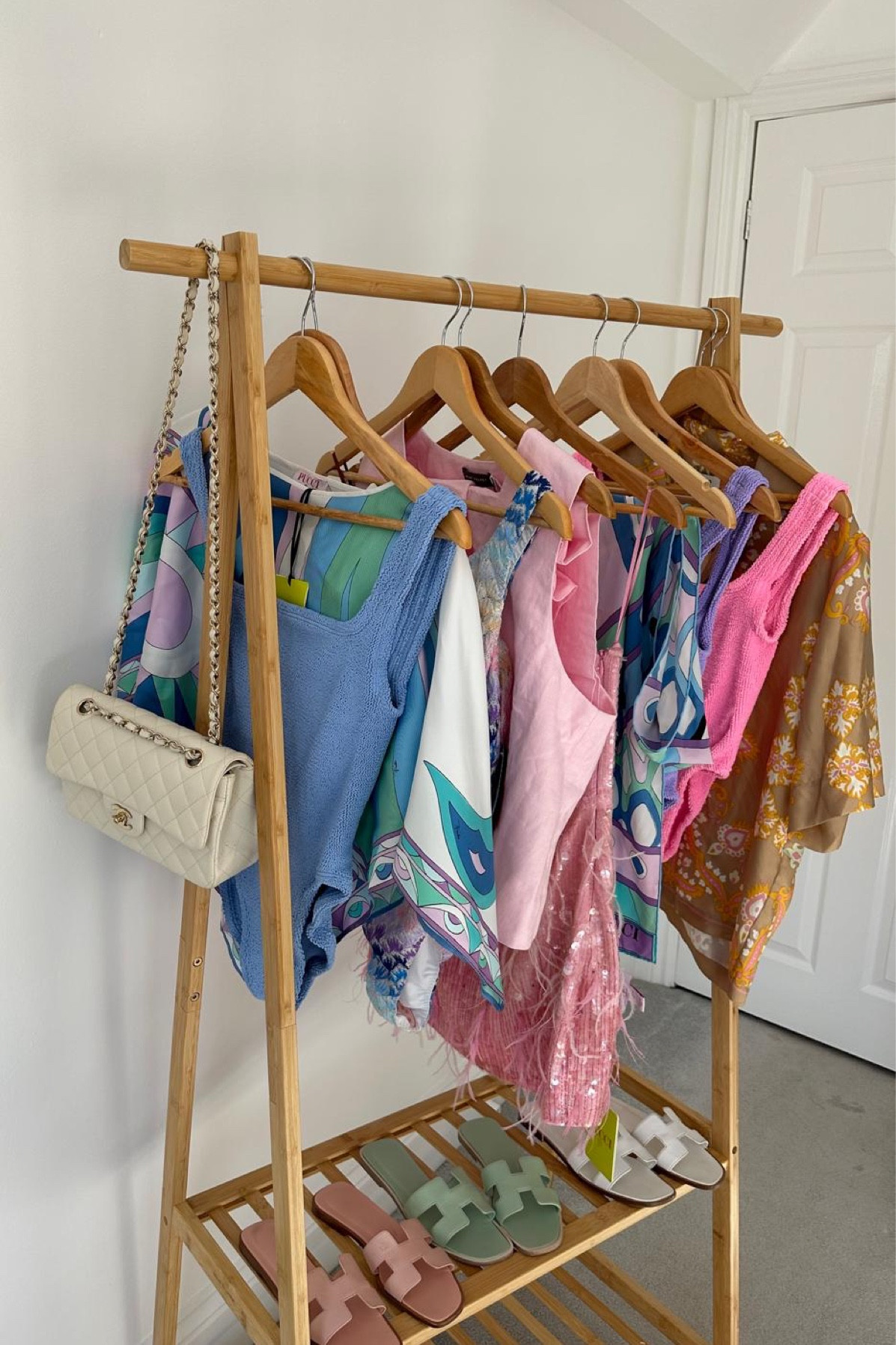 Colourful summer styles I’m taking with me to Ibiza for all the beachy vibes 🌈 Featuring my favourite swimsuits, Hunza G, linen waistcoat set from Mint Velvet, Retrofete pink dress, Sandro Hawaiian silk shirt and Missoni silk printed scarf and top 🩷💜🩵 Paired with my Hermes Oran sandals in pink, white and sage and Chanel white flap bag

#LTKsummer #LTKtravel #LTKswimwear