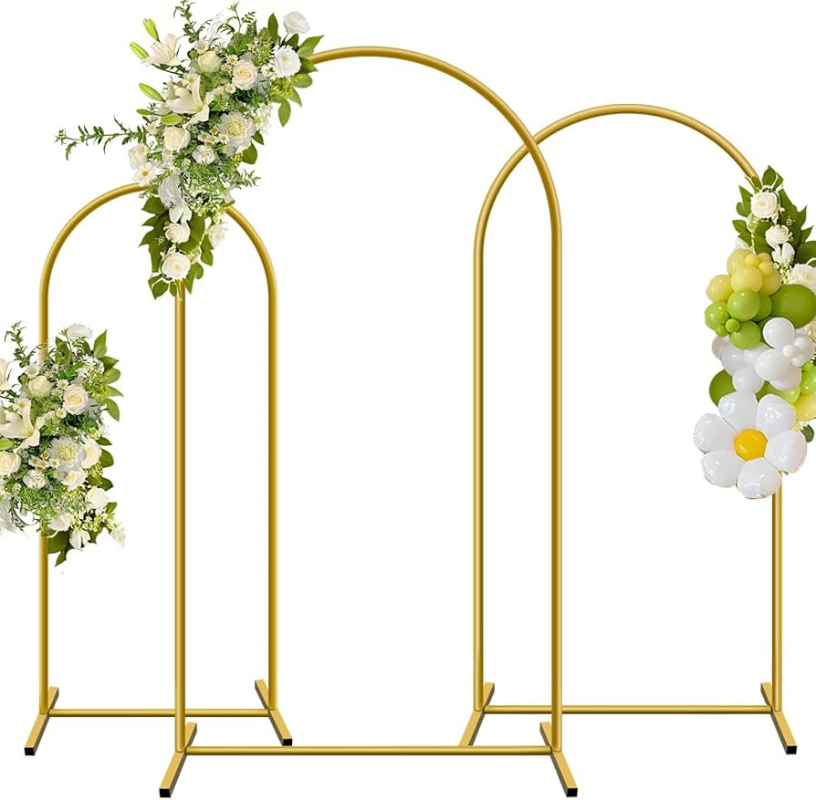 Metal Arch Backdrop Stand, Set of 3 (6/6.6/7.2 ft) Wedding Arched Frame with 12 Ground Nails, Sta... | Amazon (US)