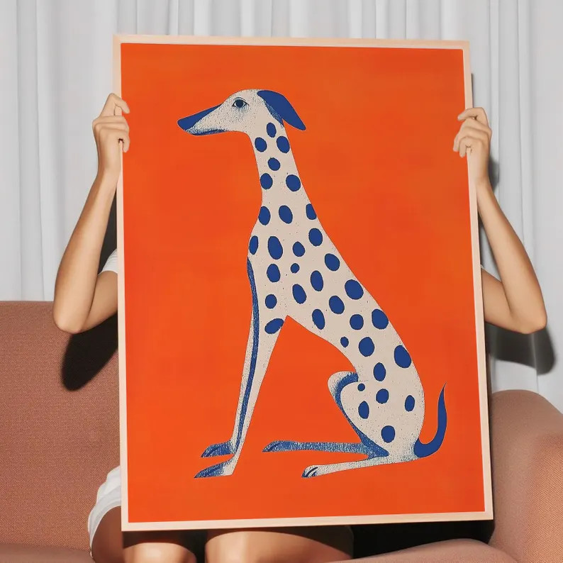 Bold Dalmatian Illustration, Dopamine Decor, Maximalist Digital Art Print, Abstract Dog Wall Art,... | Etsy (US)