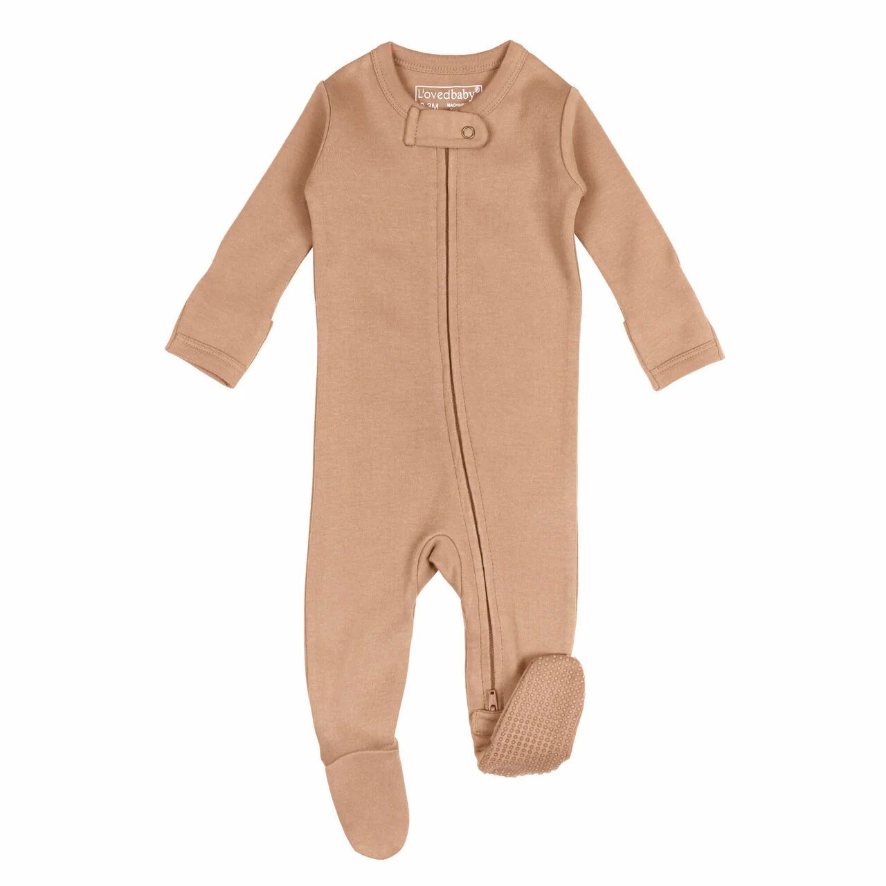 Organic Zipper Footie in Nutmeg | L'ovedbaby