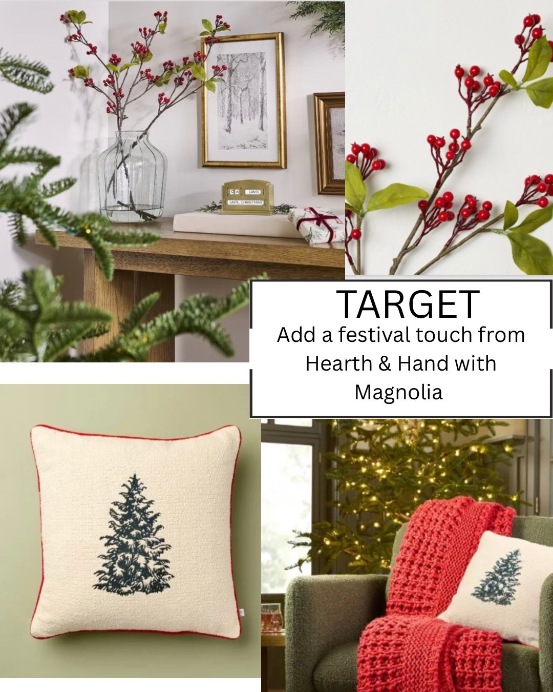Vintage Christmas 
Tree Toss Square Pillow 
Red Berry Spray

#LTKSeasonal #LTKHoliday #LTKHome