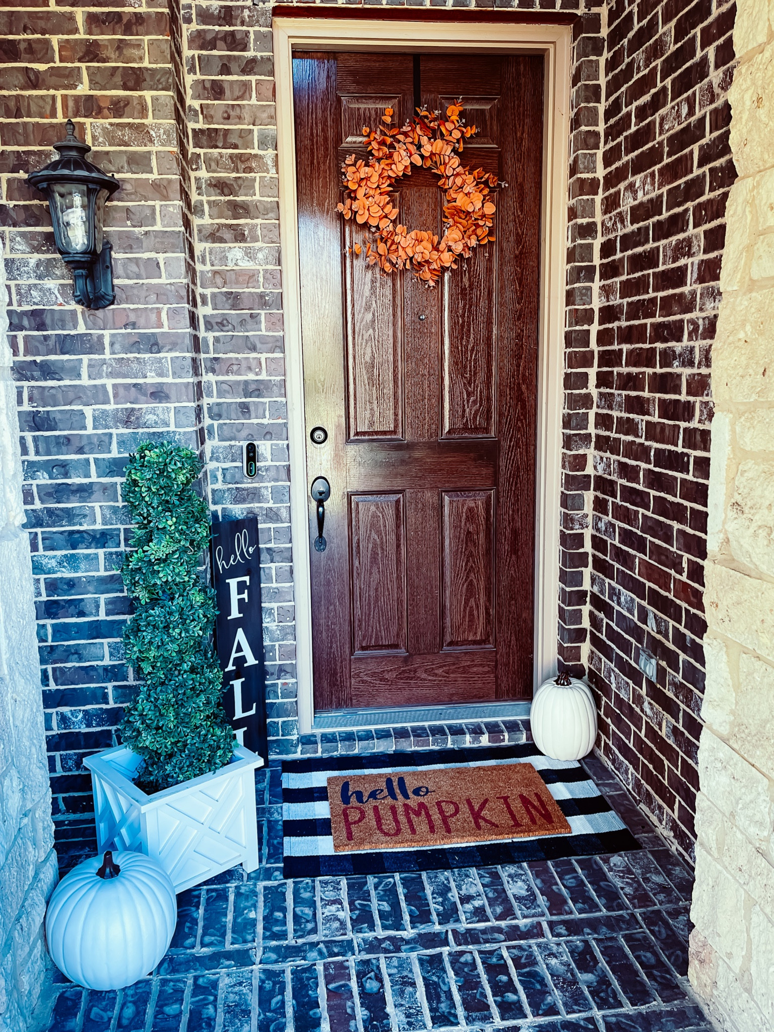 Fall front porch decor 
Fall door mat, fall wreath, fall pumpkins, planter, fall home decor 

#LTKhome #LTKSeasonal #LTKsalealert
