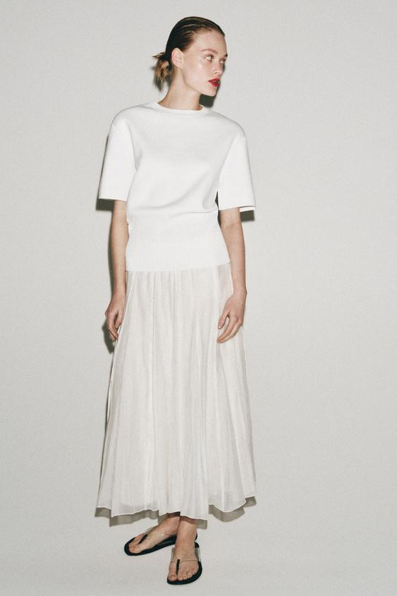 FLOWY COMBINATION SKIRT ZW COLLECTION | Zara US