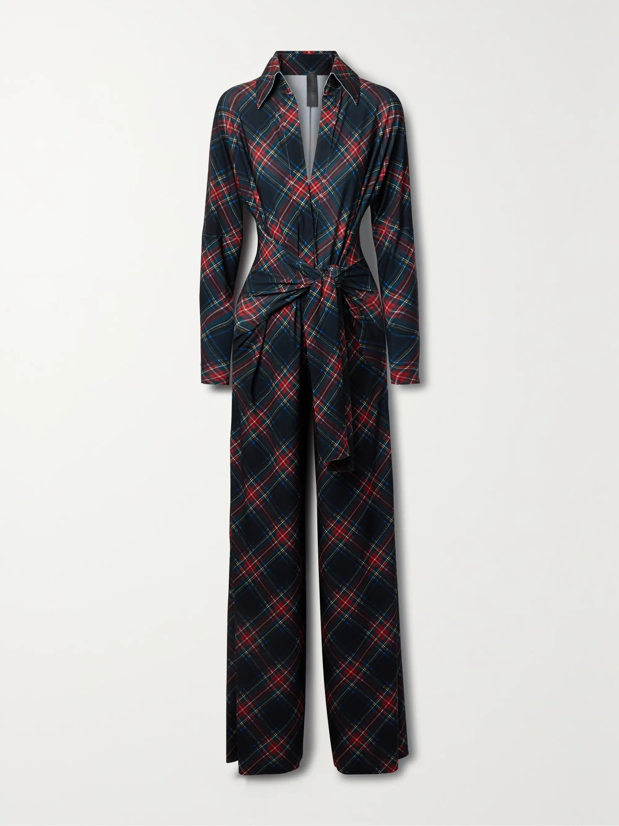 Tie-front checked stretch-jersey jumpsuit | NET-A-PORTER (US)