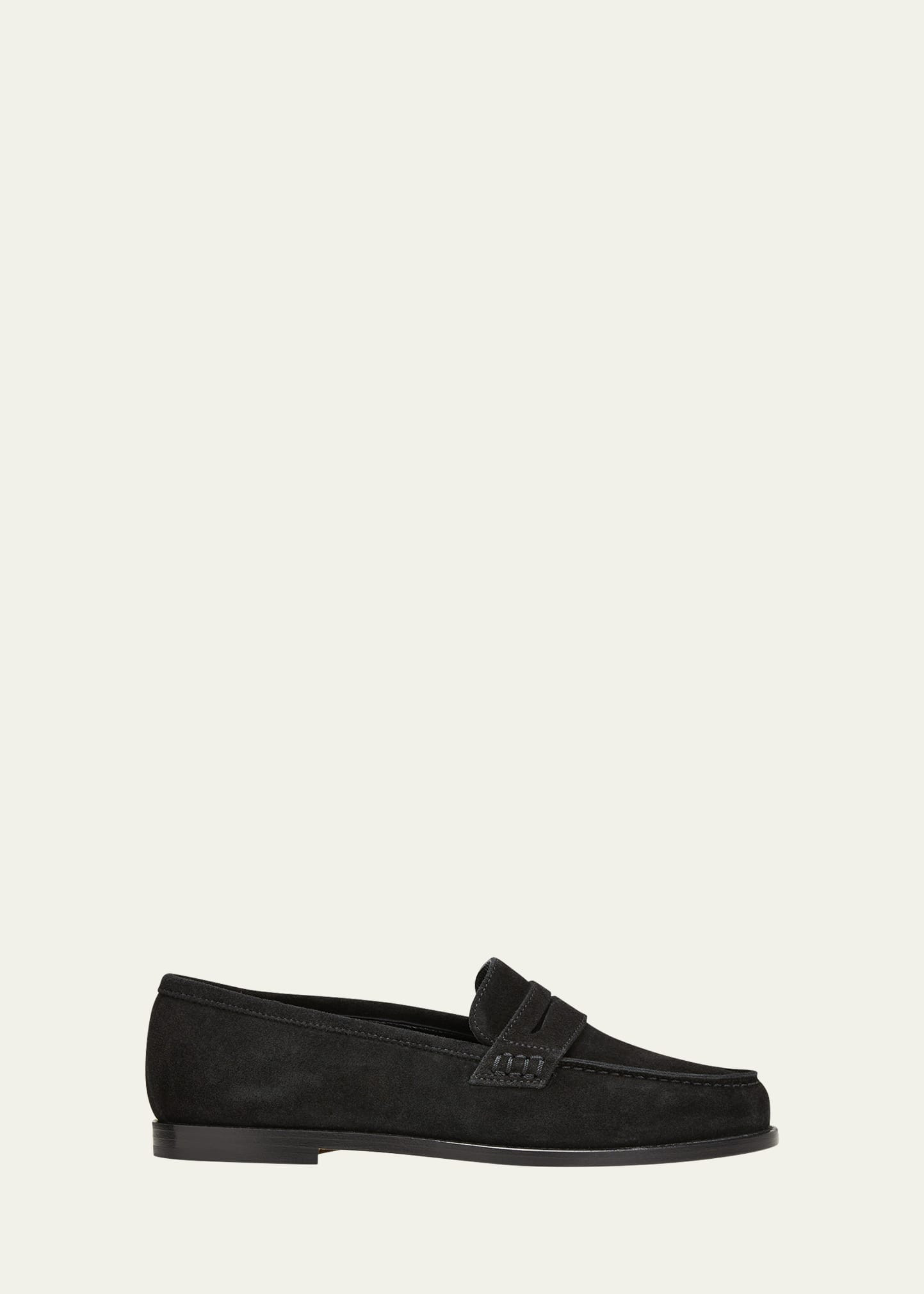 Manolo Blahnik Perrita Suede Penny Loafers | Bergdorf Goodman