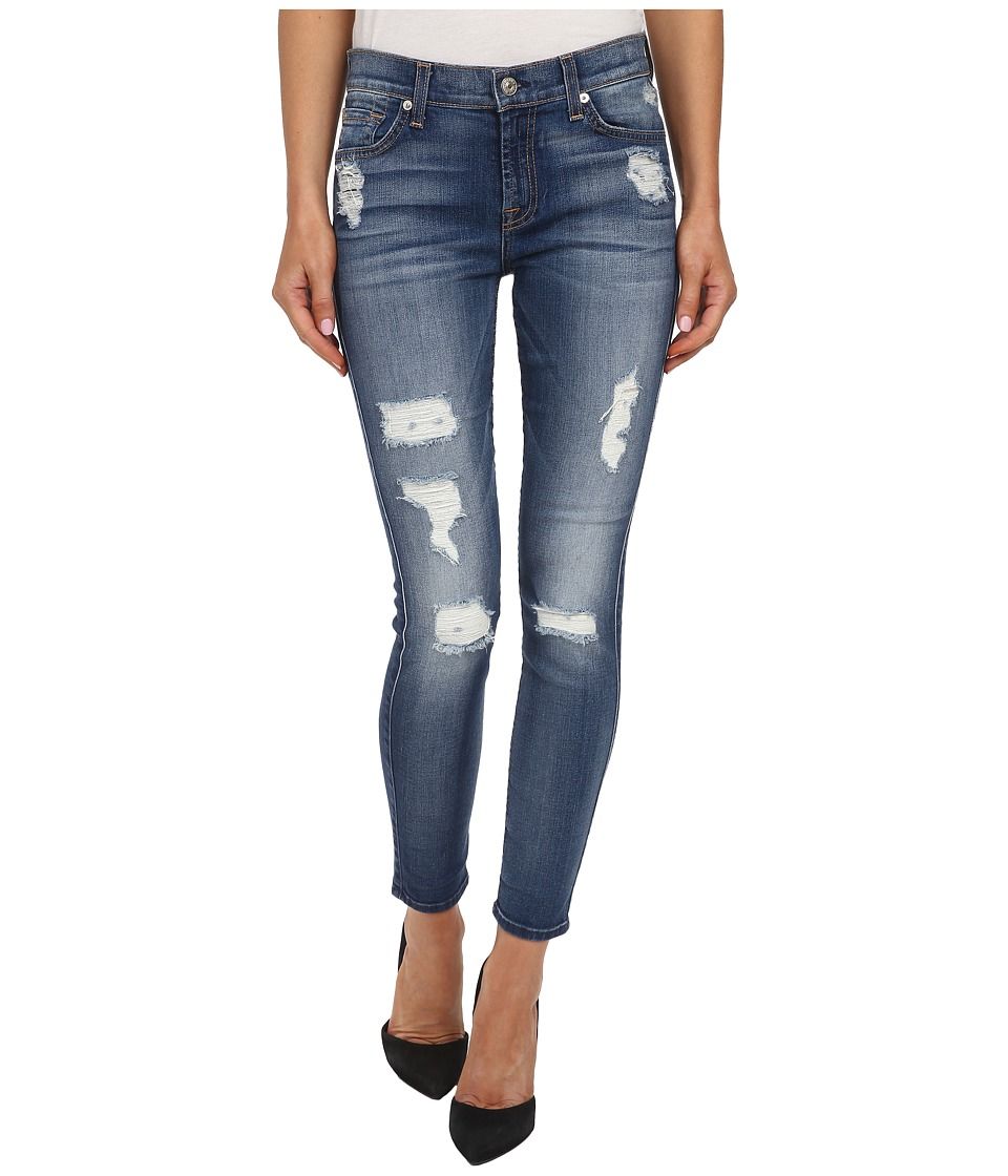 7 For All Mankind - The Ankle Skinny w/ Destroy in Distressed Authentic Light 2 (Distressed Authentic Light 2) Women's Jeans | Zappos