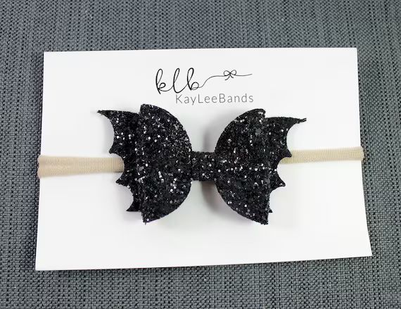 Bat Hair Bow - Bat Headband Baby - Halloween Hair Bow - Spooky Headband - Trick or Treat Headband... | Etsy (US)