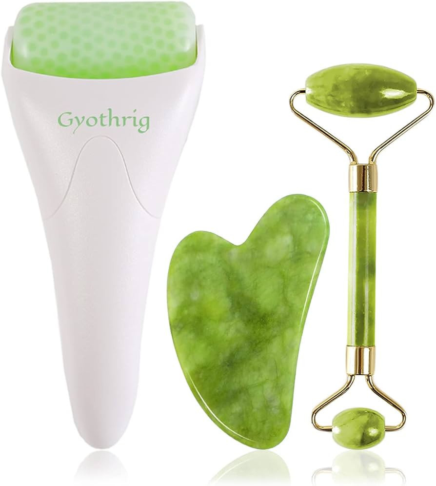 Face Ice Roller Jade & Gua Sha Set Gifts for Women Mom Mothers Day Facial Puffy Eyes Massage Natu... | Amazon (US)