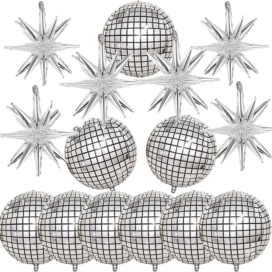 15Pcs Disco Ball Balloons Huge Silver Explosion Star Aluminum Foil Balloons for Birthday, Bachelo... | Amazon (CA)