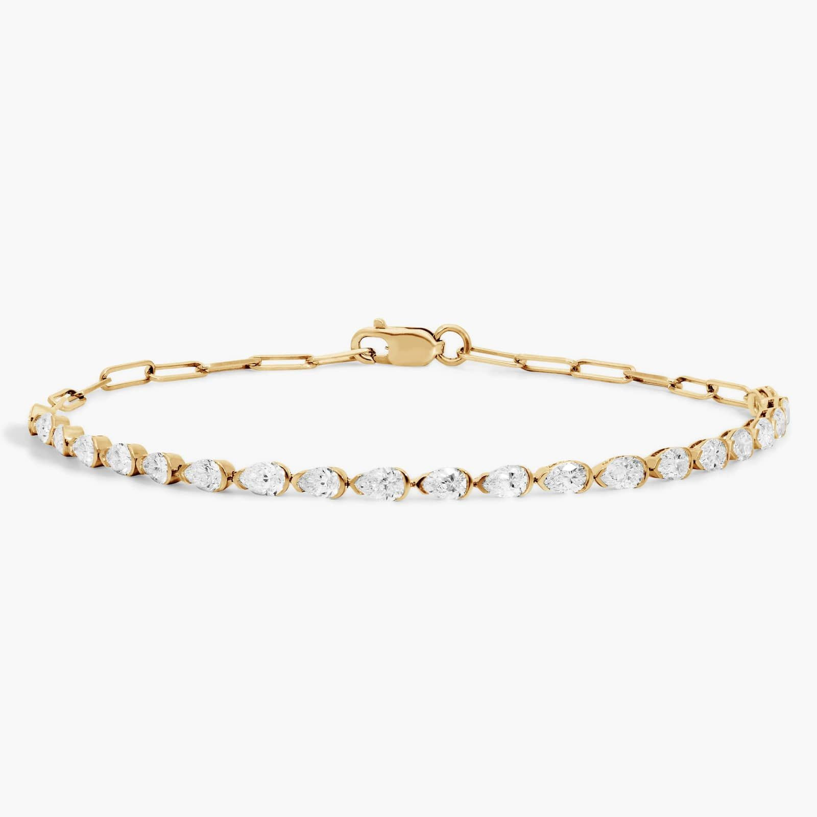 Mini Half Tennis Bracelet With 2 CTW Pear Cut Lab-Grown Diamonds In 14K Yellow Gold | Blue Nile